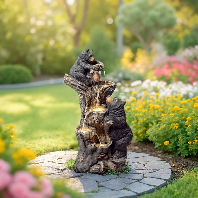 Vbal 4-Tier Bear & Honeycomb Fountain with LED Light