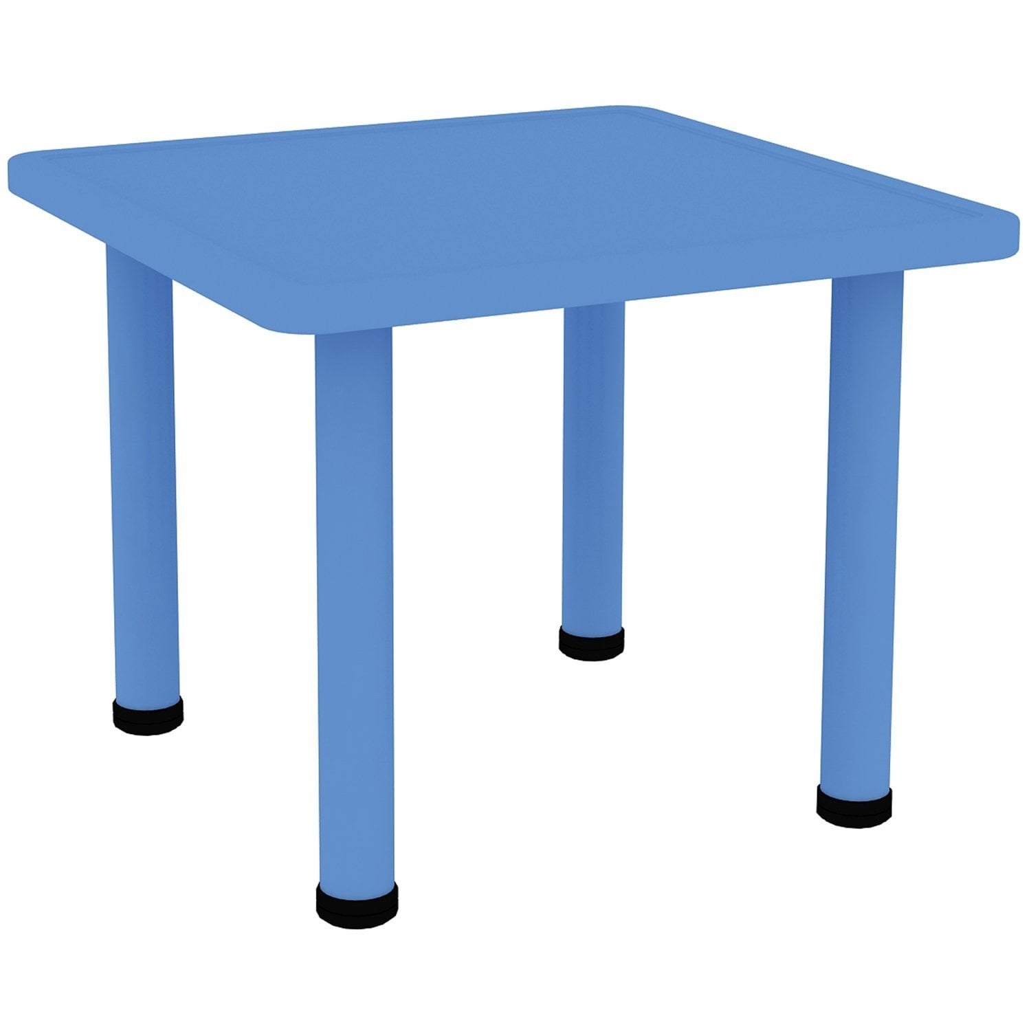 Adjustable Height Kids Plastic Activity Table Metal Leg Square Toddler Child Preschool Home Desk Dining Kitchen Blue