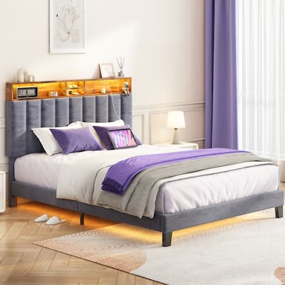 Sersper Bed Frame with Headboard Convenient Overhead Charging, Applicable to 8"-14" Mattress