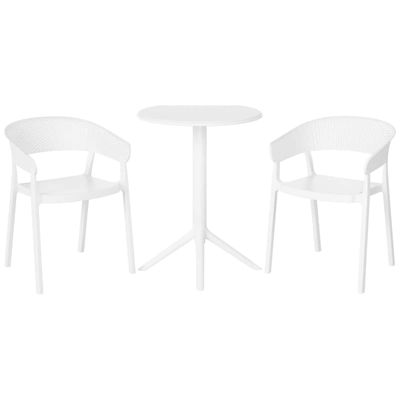 Frond and Form 2-Person Outdoor Round Dining Set - White