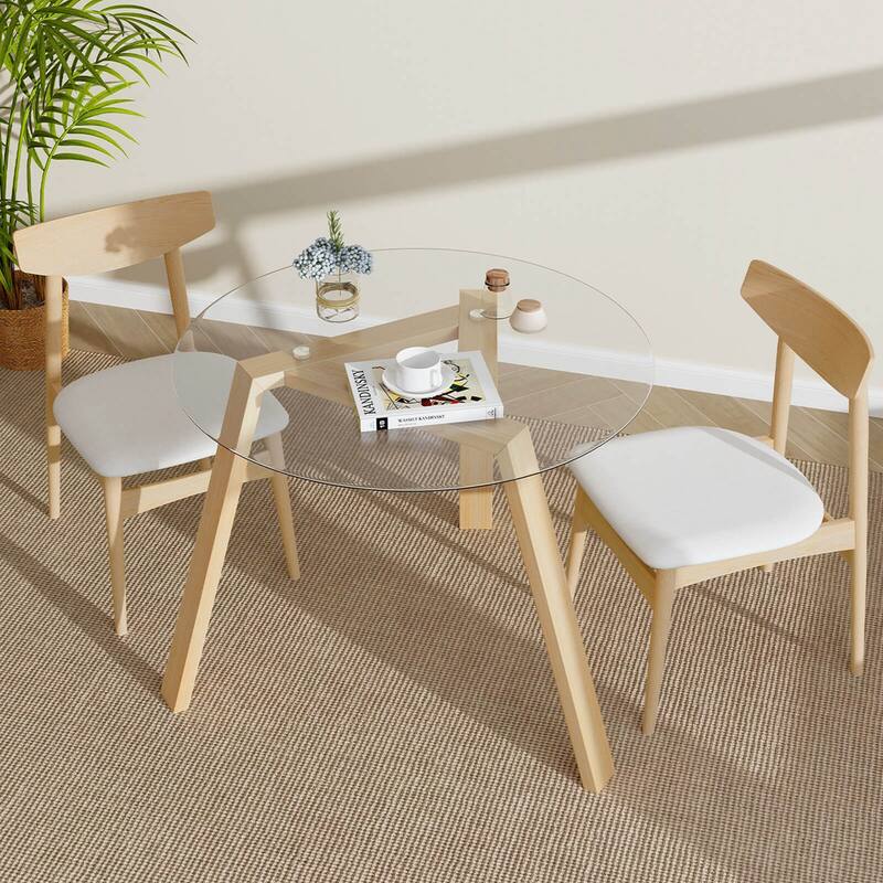 Costway 36" Round Glass Dining Table for 4 with Tempered Glass - See Details