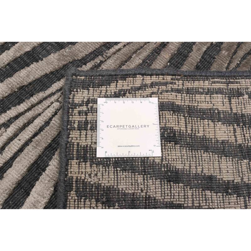 ECARPETGALLERY Hand Loomed Elysian Grey Viscose, Wool Rug - 5'2 x 8'0