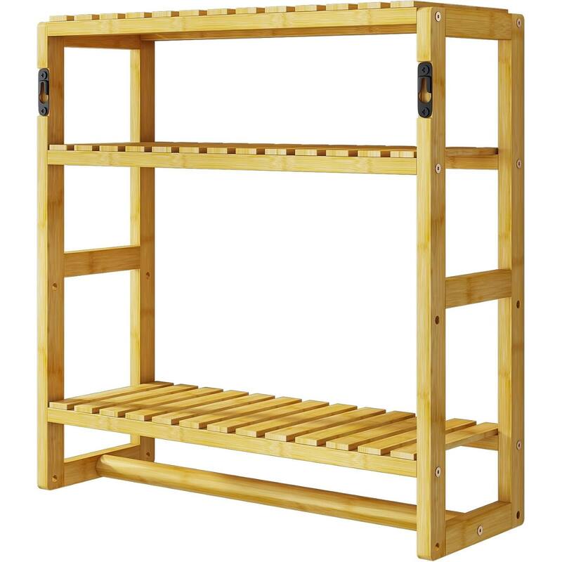 Bamboo Floating Shelves Bathroom Storage 3-Tier