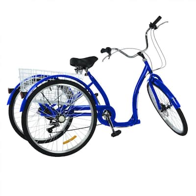 Adult Tricycle Three Wheel Cruiser Bike 6 Speeds 26-Inch Wheel Cargo Basket