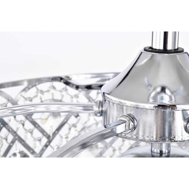 Alexia 24 Inch Chrome Finish Modern Glam Style Crystal Ceiling Lighted Fandelier with Remote