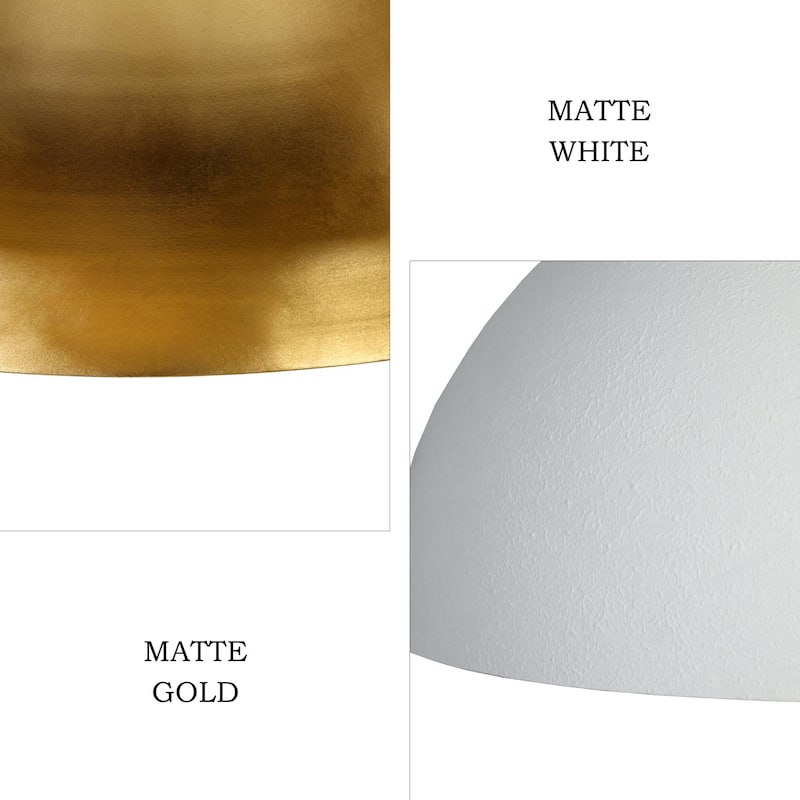 Modern 1-Light White Gold Pendant Light Fixture With Bowl-Shape for Dining Room