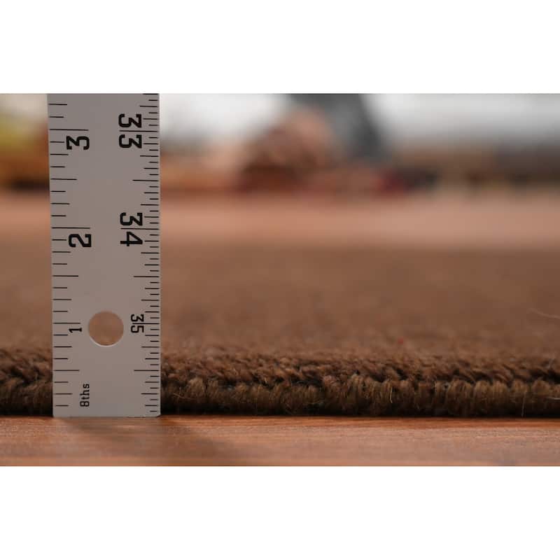 Hand Knotted Oriental 100% Wool Carpet Modern Solid Brown Gabbeh Runner Rug - 4' 7'' X 2' 4''