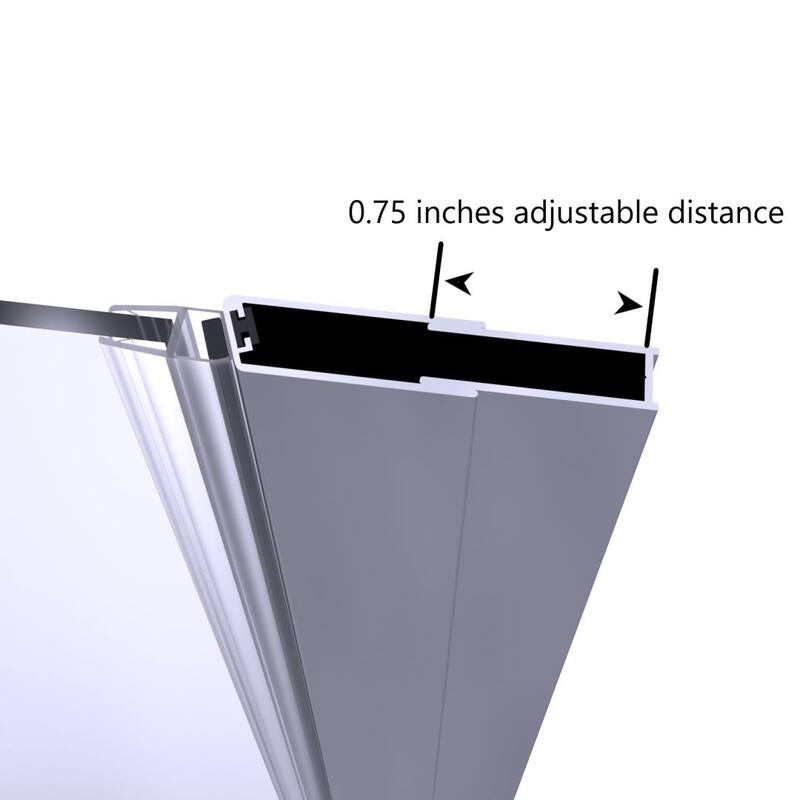 72"H 30"/32"/34"/36"W Adjustable Width Semi-Frameless Pivot Shower Door with Reversible Installation