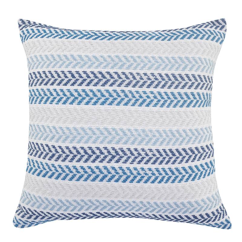 Handwoven Striped Chevron Square Throw Pillow Cover - 18" - Blue and Beige