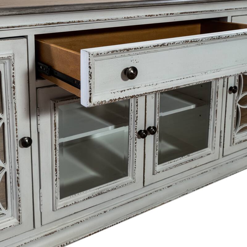 Magnolia Manor Antique White Weathered Bark Entertainment Center