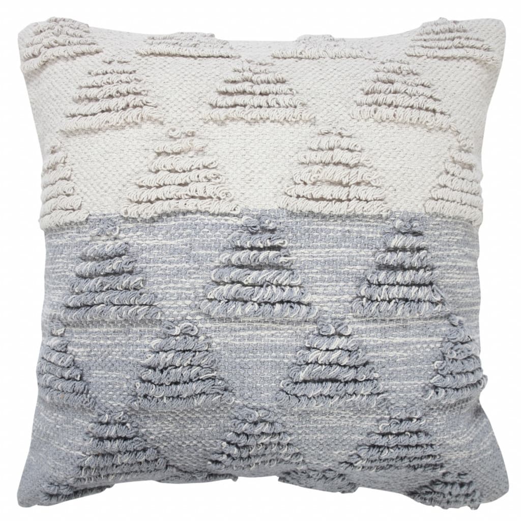 HomeRoots 20" X 20" Heathered Gray And Off-White 100% Cotton Geometric Zippered Pillow