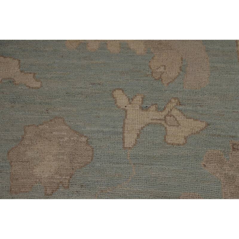 Light Blue Oushak Turkish Rug Hand-Knotted Wool Carpet - 9'0"x 11'10"