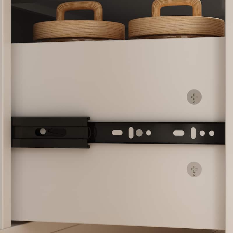 Kitchen Pantry Storage Cabinet with Hutch &Glass Doors & 3 Drawers - 78.7"H
