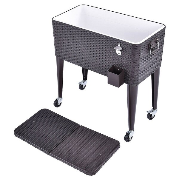 Home Garden Outdoor Patio Wicker Rattan 80qt Rolling Cooler Cart Yard Ice Beverage Portable Ice Chests Coolers Spjthailand Co Th