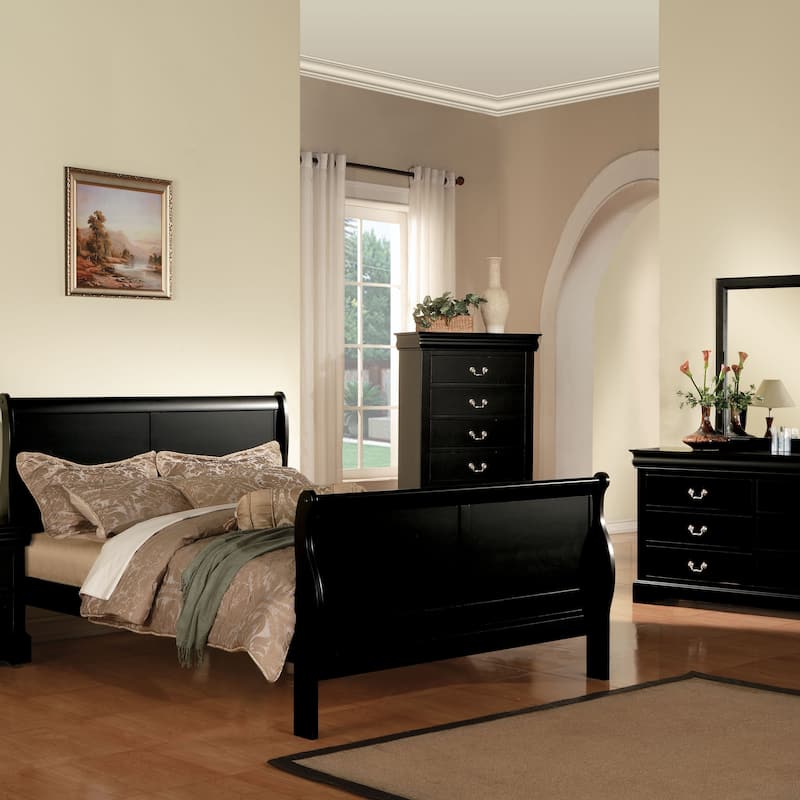 Queen Size Wood Sleigh Bed with Box Spring Required and 3-Slat Support