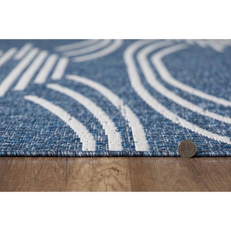 Domani Pyramids Denim Geometric Indoor/ Outdoor Rug