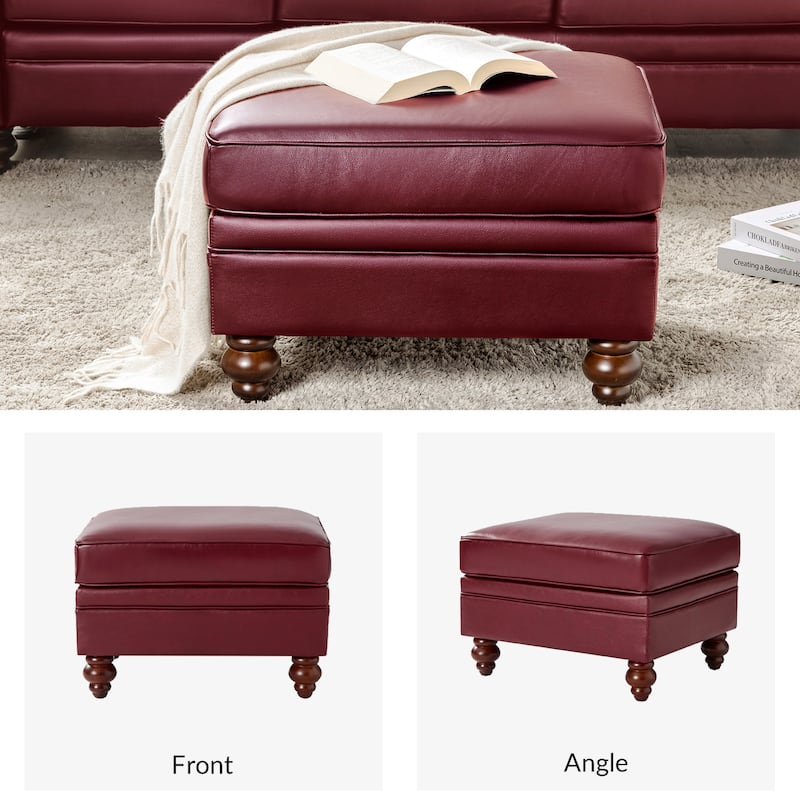 Irene Contemporary Genuine Leather Water Resistant Ottoman by HULALA HOME