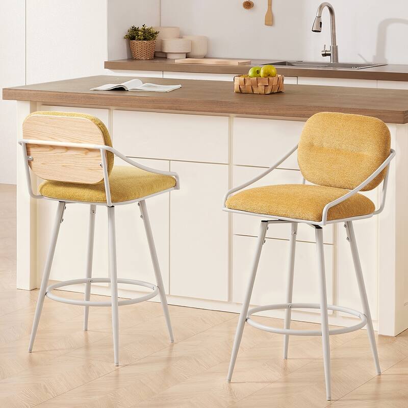 Art Leon Mid-century Modern Fabric Swivel Barstool