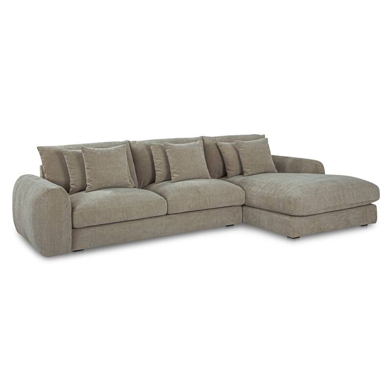 NADAAL STUDIOS Avelyn Left-Facing Sectional, Pillow-Soft Seating with Faux Feather Fill and Oat Fabric Upholstery