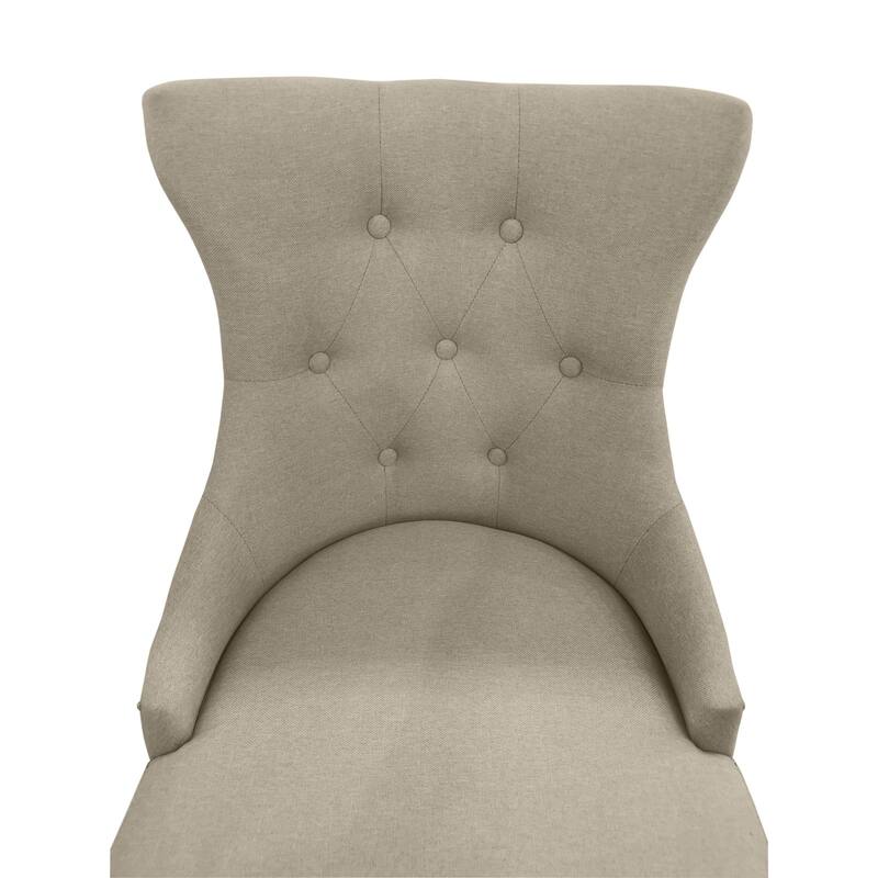 Tufted Back Armless Upholstered Dining Chair - 35" - Cream - Set of 2