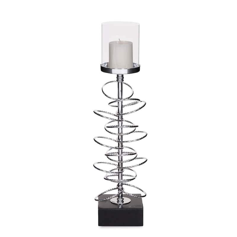 Allan Andrews Silver Metallic Chrome Candle Holder with Iron Rings Design (3 sizes available)