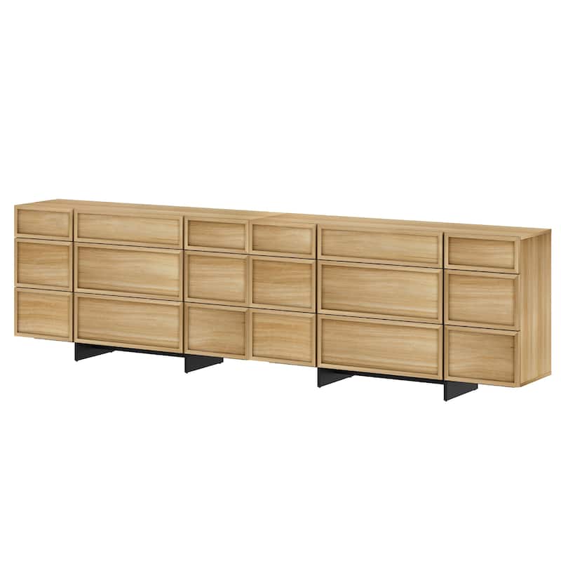 WAMPAT Modern Sideboard Buffet Cabinet with 9 Drawers, Multifunctional Sideboard with Large Storage and T-Shaped Legs