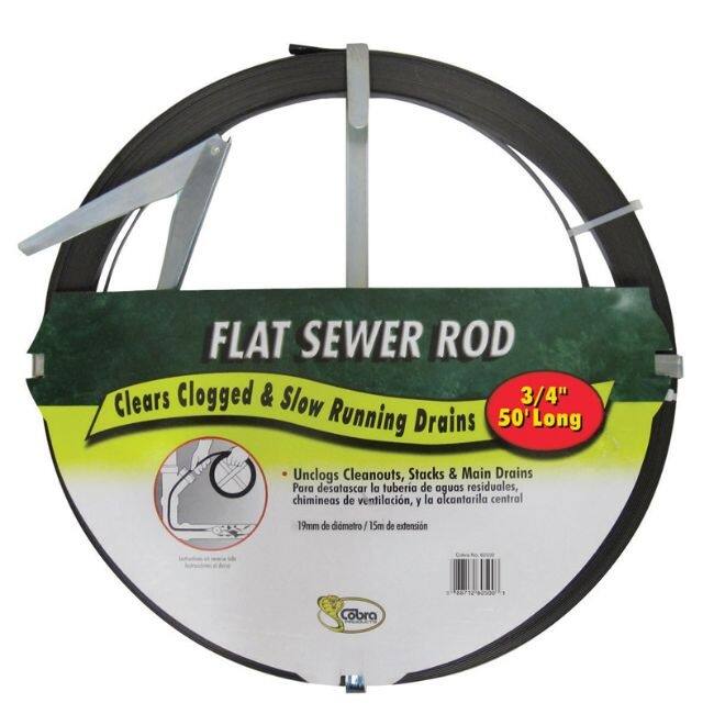 Cobra 50 ft. L Flat Steel Sewer Rod - 18 x 18 x 1.3