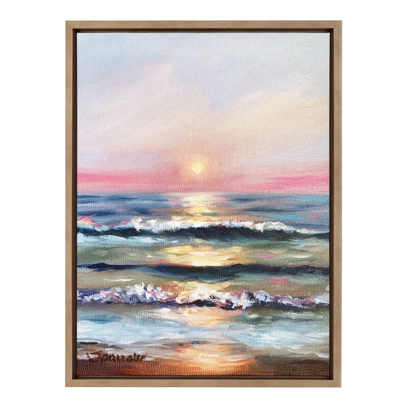 Kate and Laurel Sylvie Atlantic Sunset Framed Canvas by Mary Sparrow