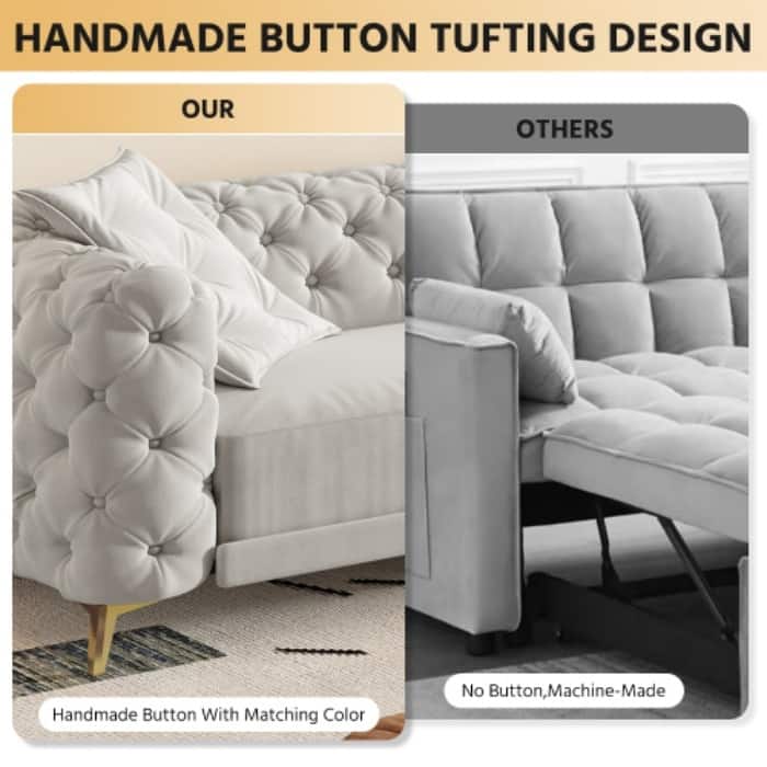 97.7" 3-in-1 Convertible Sleeper Sofa, Pull Out Sofa Bed with Ottoman, 4-Seater for Small Spaces & Apartments