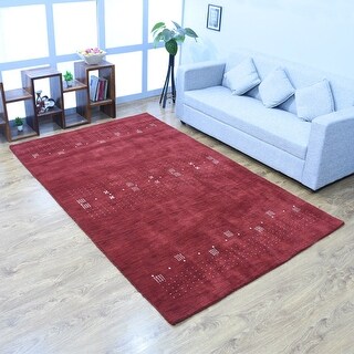 Large Red Loop Wool Rug Hand Knotted Loom Wool Area Rug Contemporary Red L00504 - Bed Bath ...