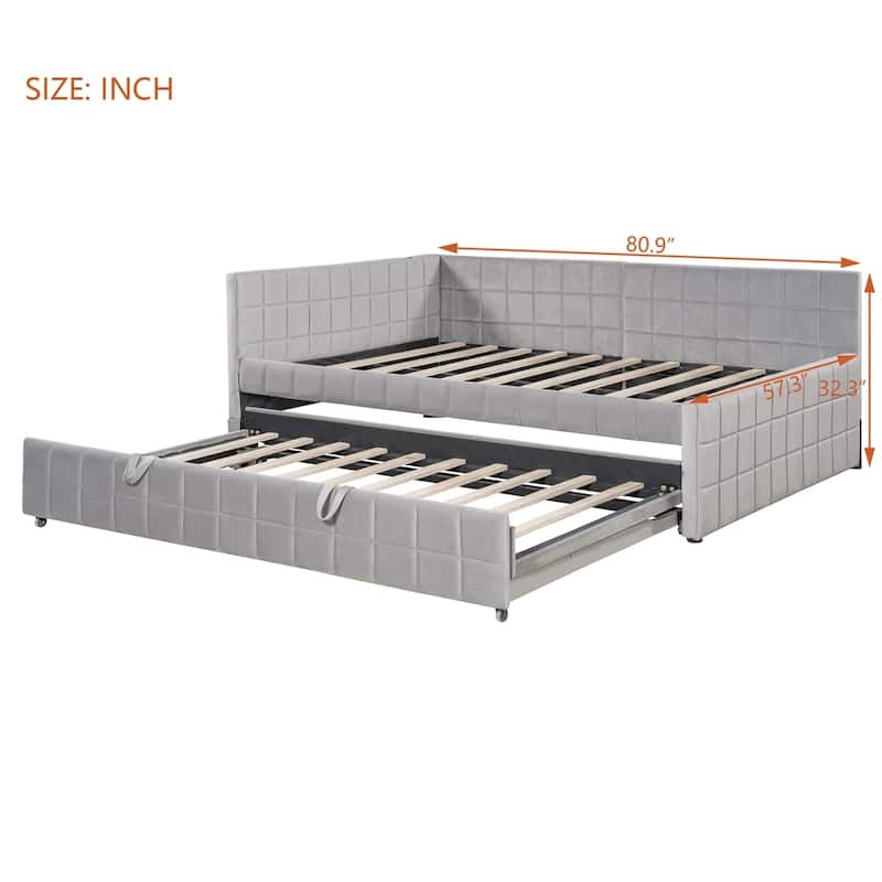 Full Size Upholstered L-Shaped Upholstered Daybed with Trundle