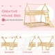preview thumbnail 21 of 19, Twin Over Queen Bunk Bed Wooden Kids Bed with Climbing Nets and Ramp