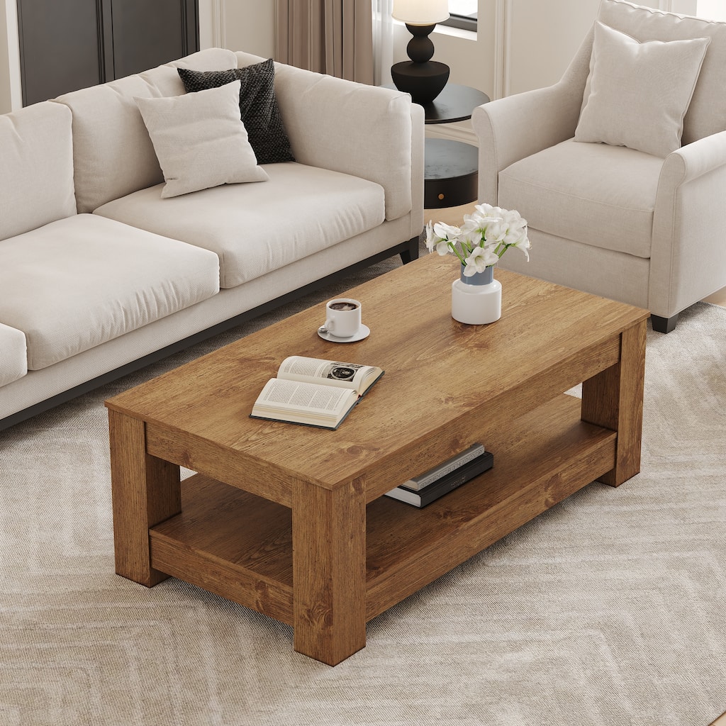 Wood Coffee Table Side Table Center Table with Open Shelf, Sofa Table Cocktail Table Dining Table Tea Table