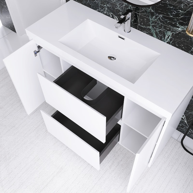 Floating Bathroom Vanity with Integrated Resin Top