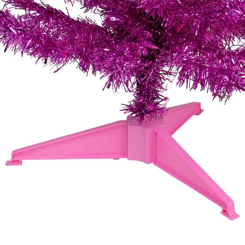 4' Pink Artificial Tinsel Christmas Tree Unlit