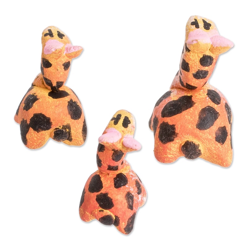 Novica Handmade Giraffe Reunion Ceramic Figurines (Set Of 3)