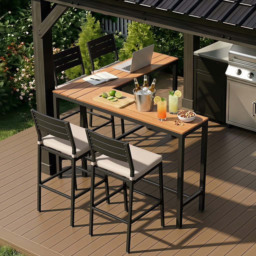 Crestlive Products Patio Outdoor Bar Table Rectangle Pub Table