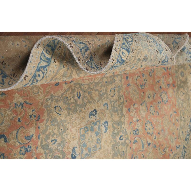 Hand Knotted Oriental 100% Wool Carpet Traditional Floral Pink Mashad Area Rug - 12' 6'' X 9' 6''