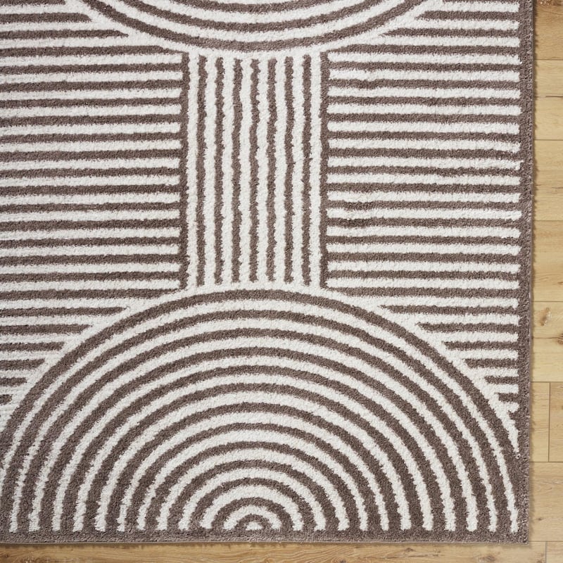 Livabliss Scandinavian Fossay Shag Stripe Washable Area Rug