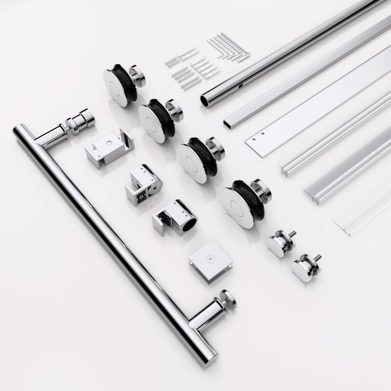 Frameless Clear Tempered Glass Single Sliding Shower Door with 5/16" Thick