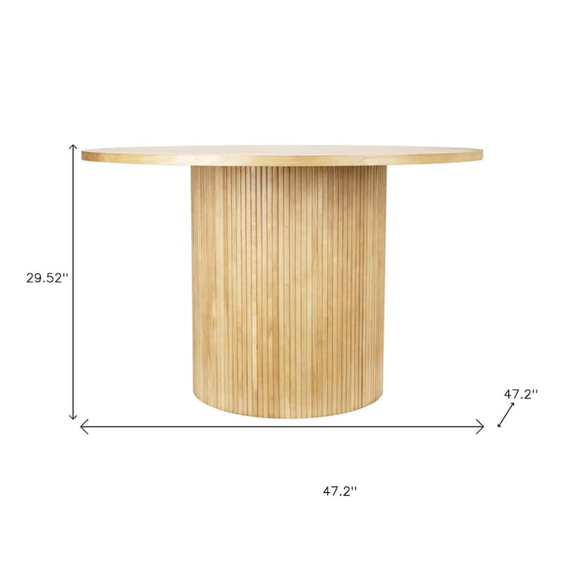 HomeRoots 47" Natural Wood Pedestal Base Round Top Dining Table - 47.20 in. x 29.52 in. x 47.20 in.