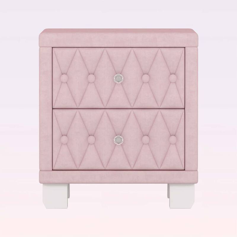 Storage Nightstand Table with Button-Tufted