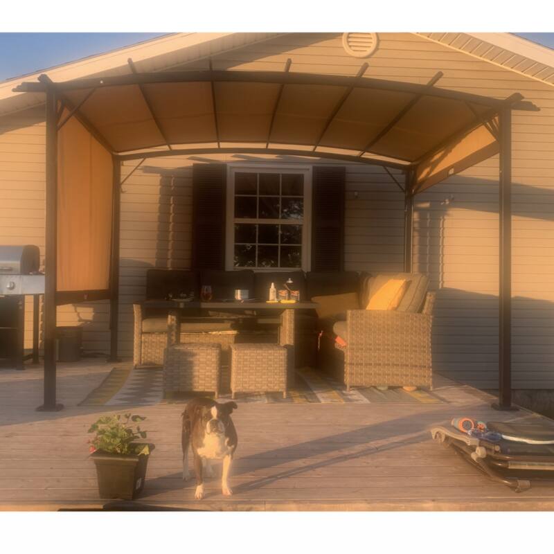 12 x 9 Ft Outdoor Pergola Patio Gazebo,Retractable Shade Canopy,Steel Frame Grape Gazebo