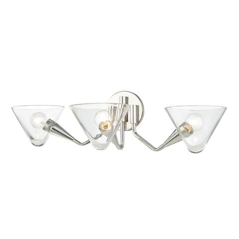 Mitzi by Hudson Valley Isabella 3-light Polished Nickel Wall Sconce, Clear Glass
