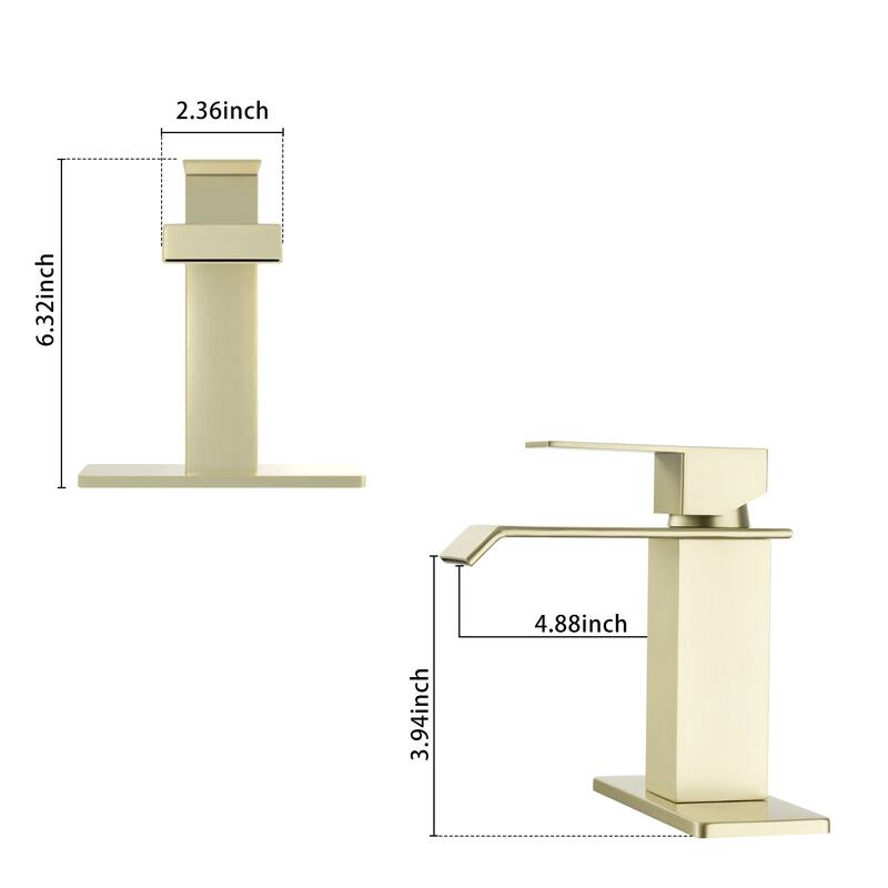 Single Handle Single Hole Bathroom Vanity Sink Waterfall Spout Bathroom Faucet