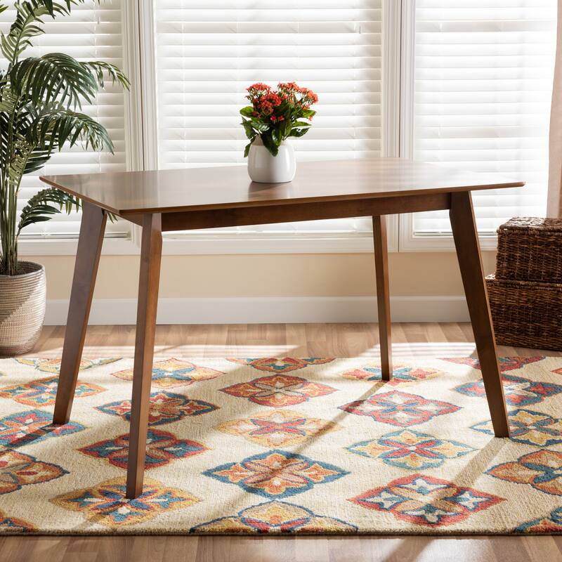 Maila Mid-Century Walnut Brown Finished Wood Dining Table