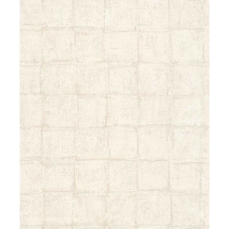 Galerie Wallcoverings Eden Collection Textured Tile Vinyl on Non-Woven Matte Wallpaper Roll - 33 feet x 21 inches - Cream