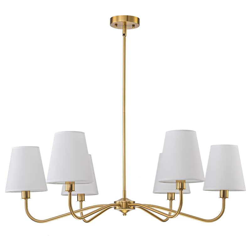 Starsky 6-Light Modern Classic Chandelier with White Linen Shades