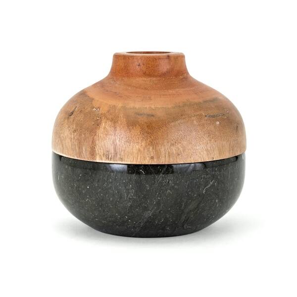 Shop Imax Home 60231 Lucas 6 Tall Mahogany Wood Vase With Marble