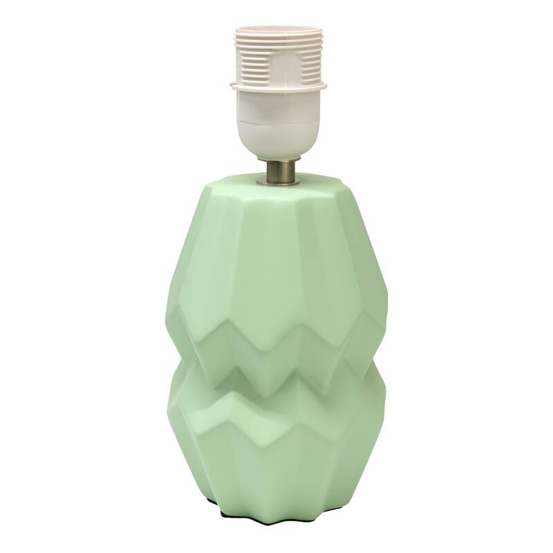 Geometric Ceramic Table Lamp with White Drum Shade - 19.5" - Sage Green